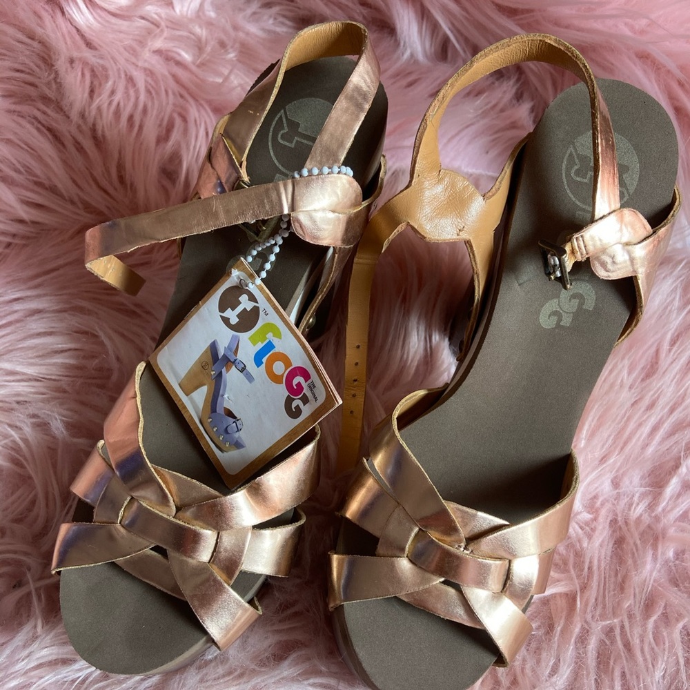 flogg wooden platform heels new no box